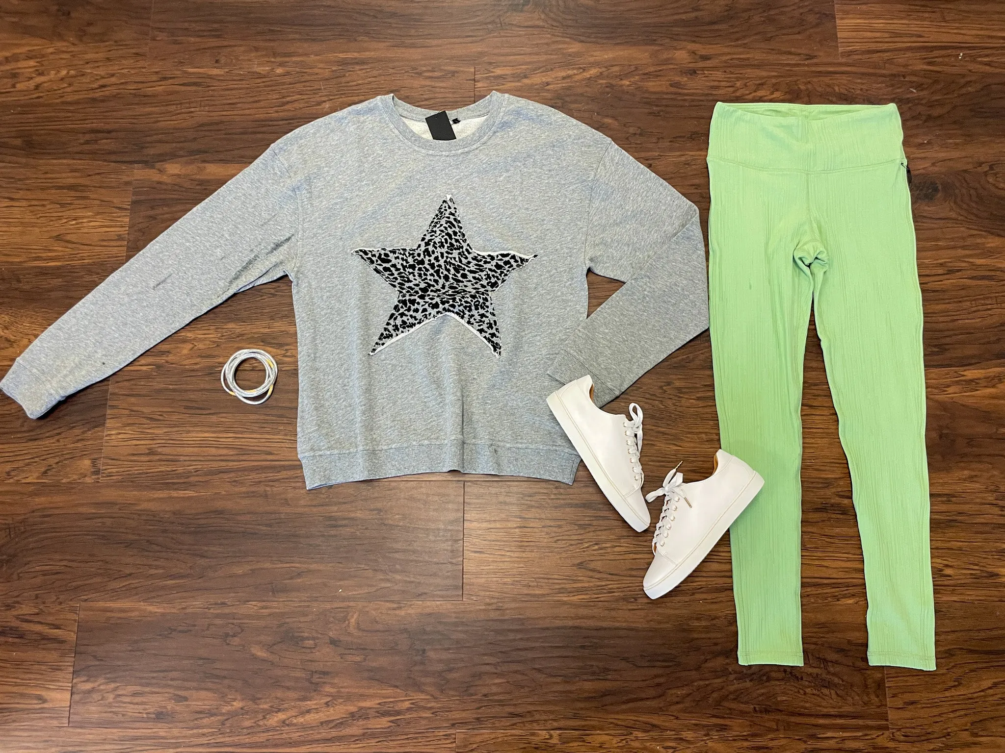 SALE! Mono B Tactel Textured Lines Leggings in Fair Green