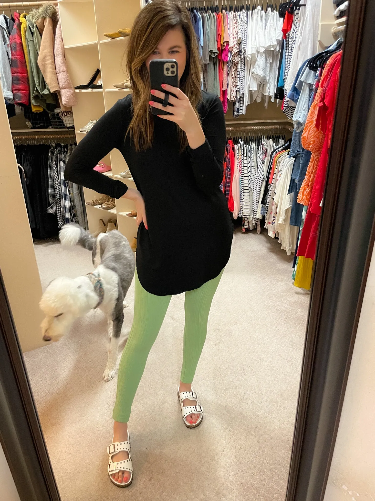 SALE! Mono B Tactel Textured Lines Leggings in Fair Green
