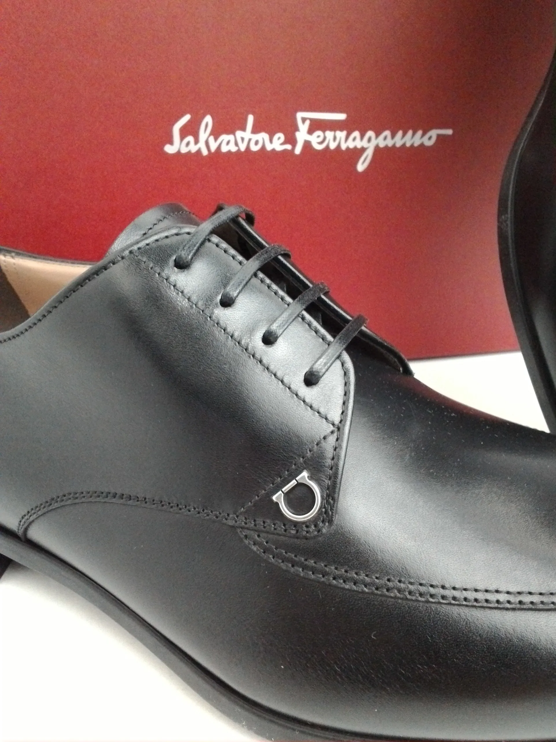 Salvatore Ferragamo Men's Tristano Nero Calf Leather Dress Shoes Size 7-13 E