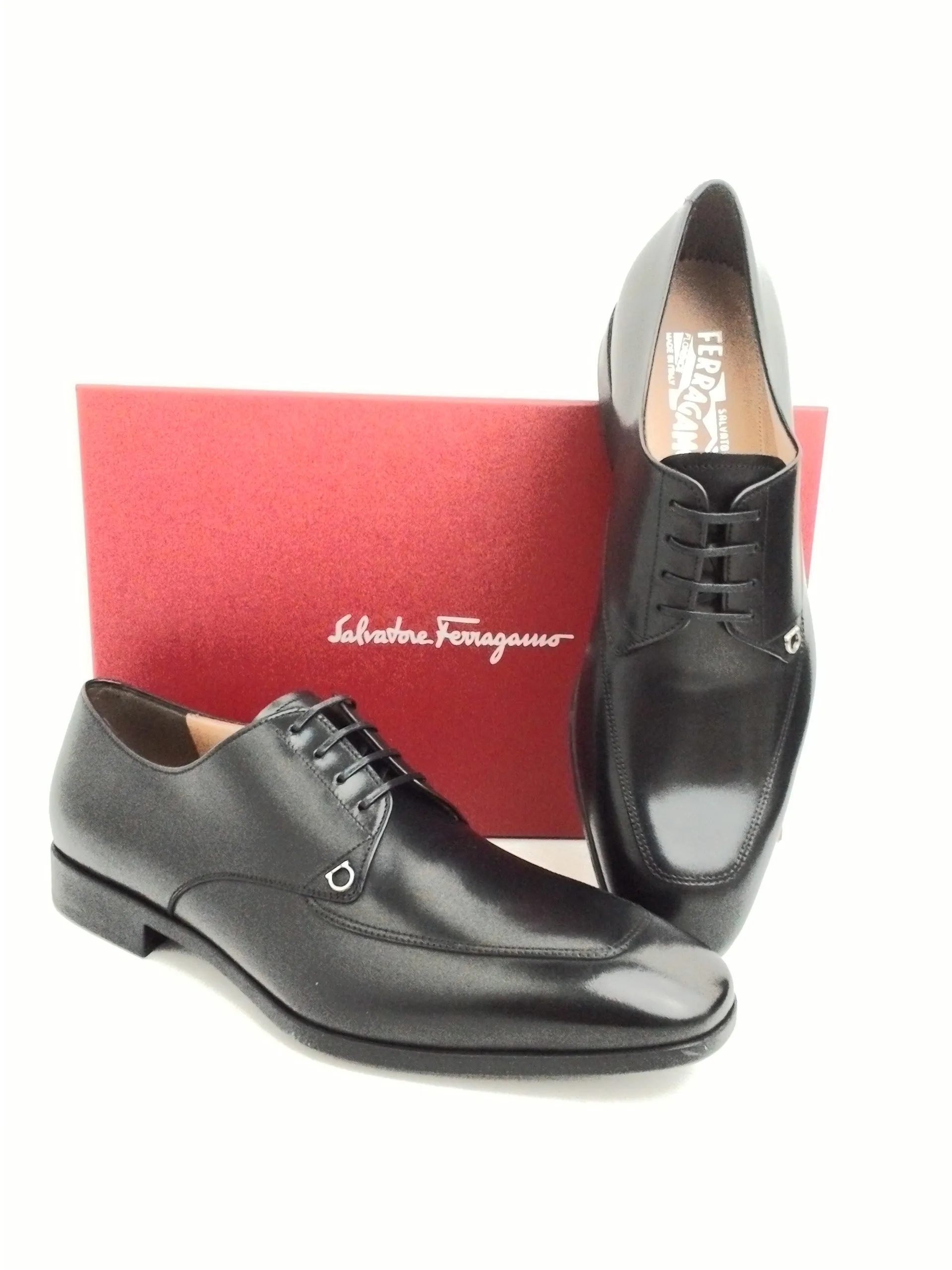 Salvatore Ferragamo Men's Tristano Nero Calf Leather Dress Shoes Size 7-13 E