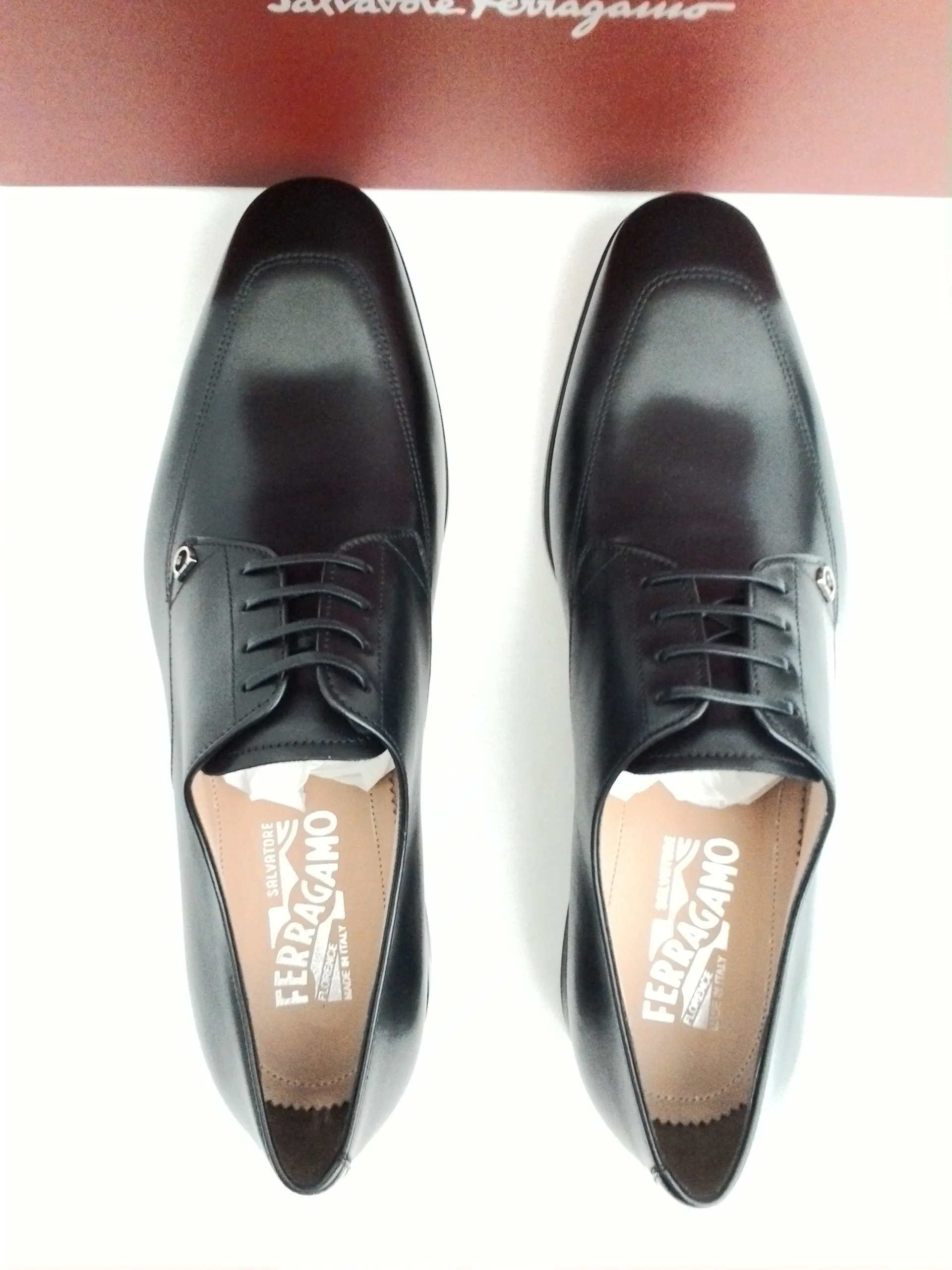 Salvatore Ferragamo Men's Tristano Nero Calf Leather Dress Shoes Size 7-13 E