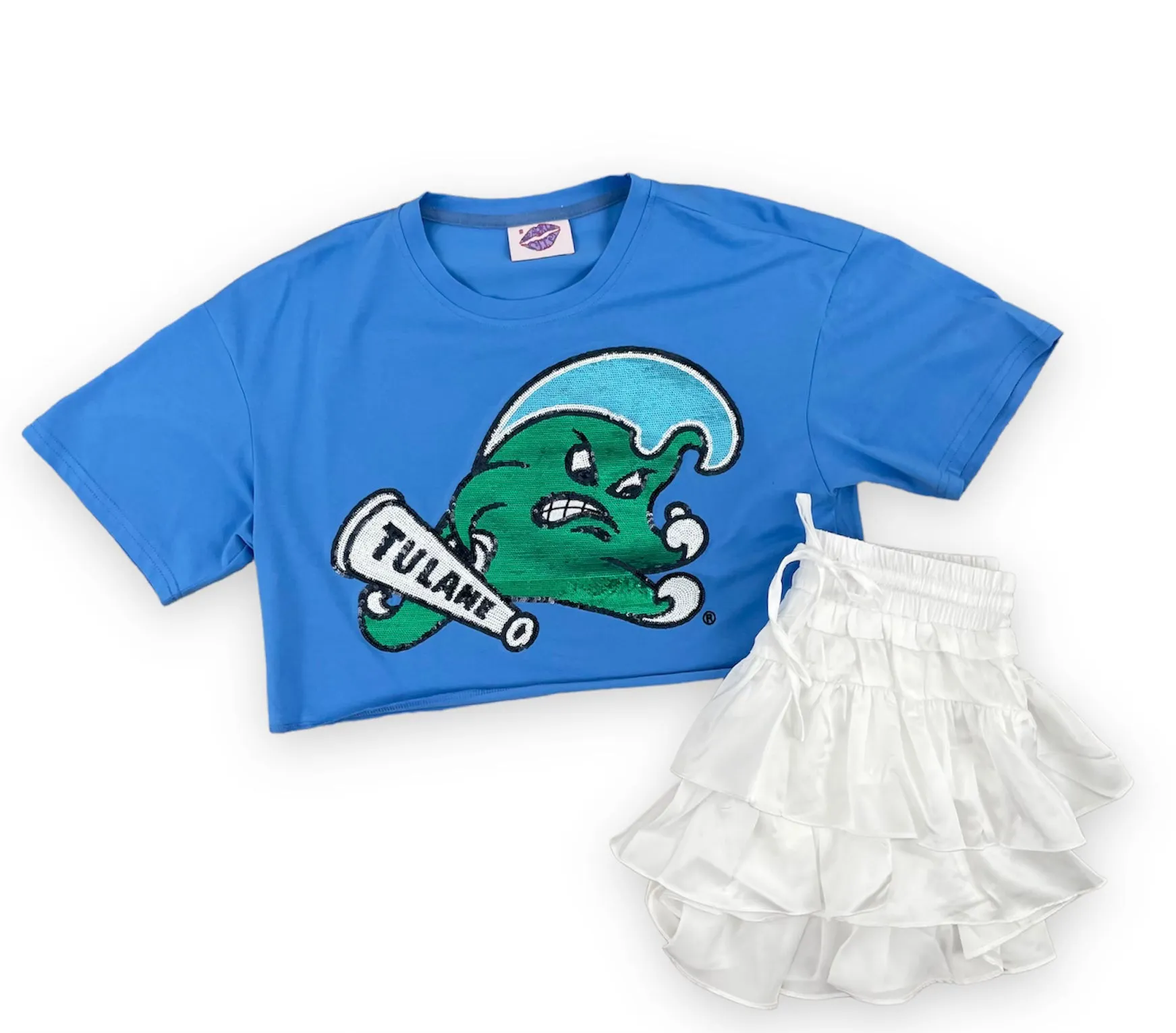Sequin Angry Wave Crop Top