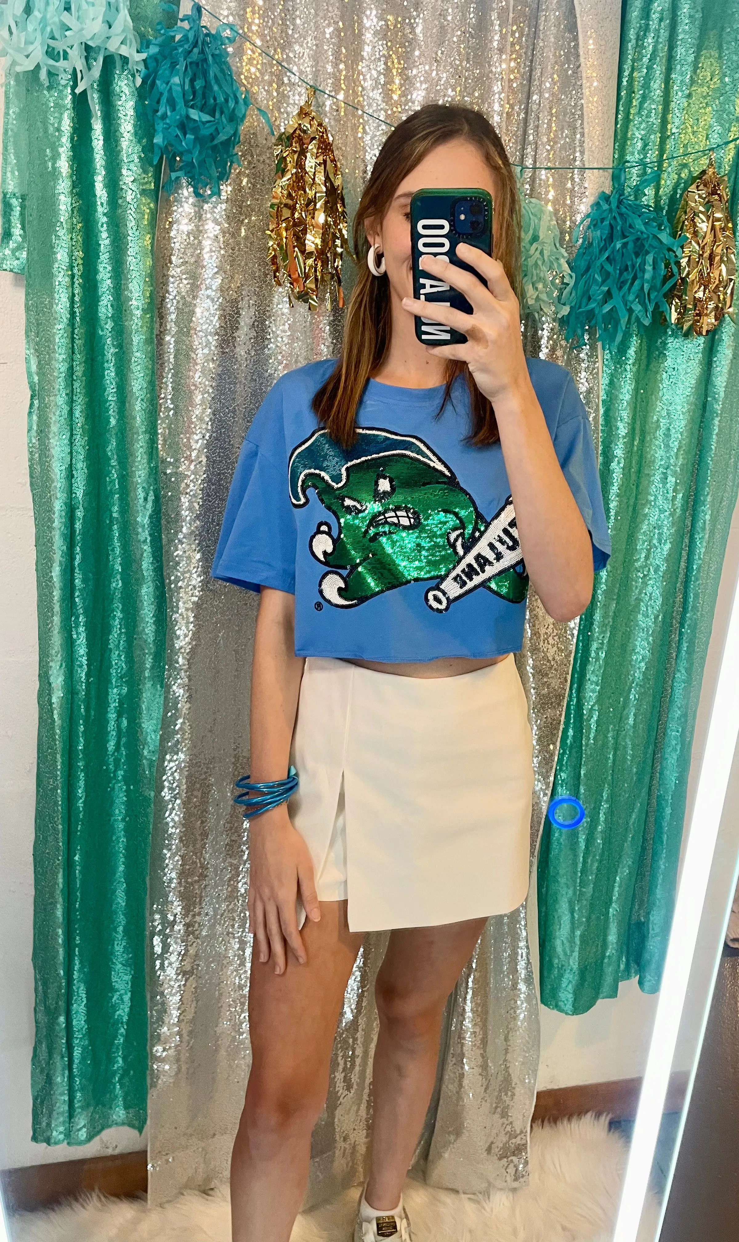 Sequin Angry Wave Crop Top