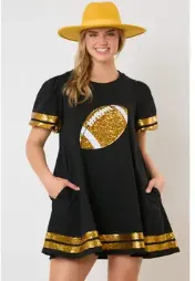 Sequins Football Short Puff Sleeve Mini Dress