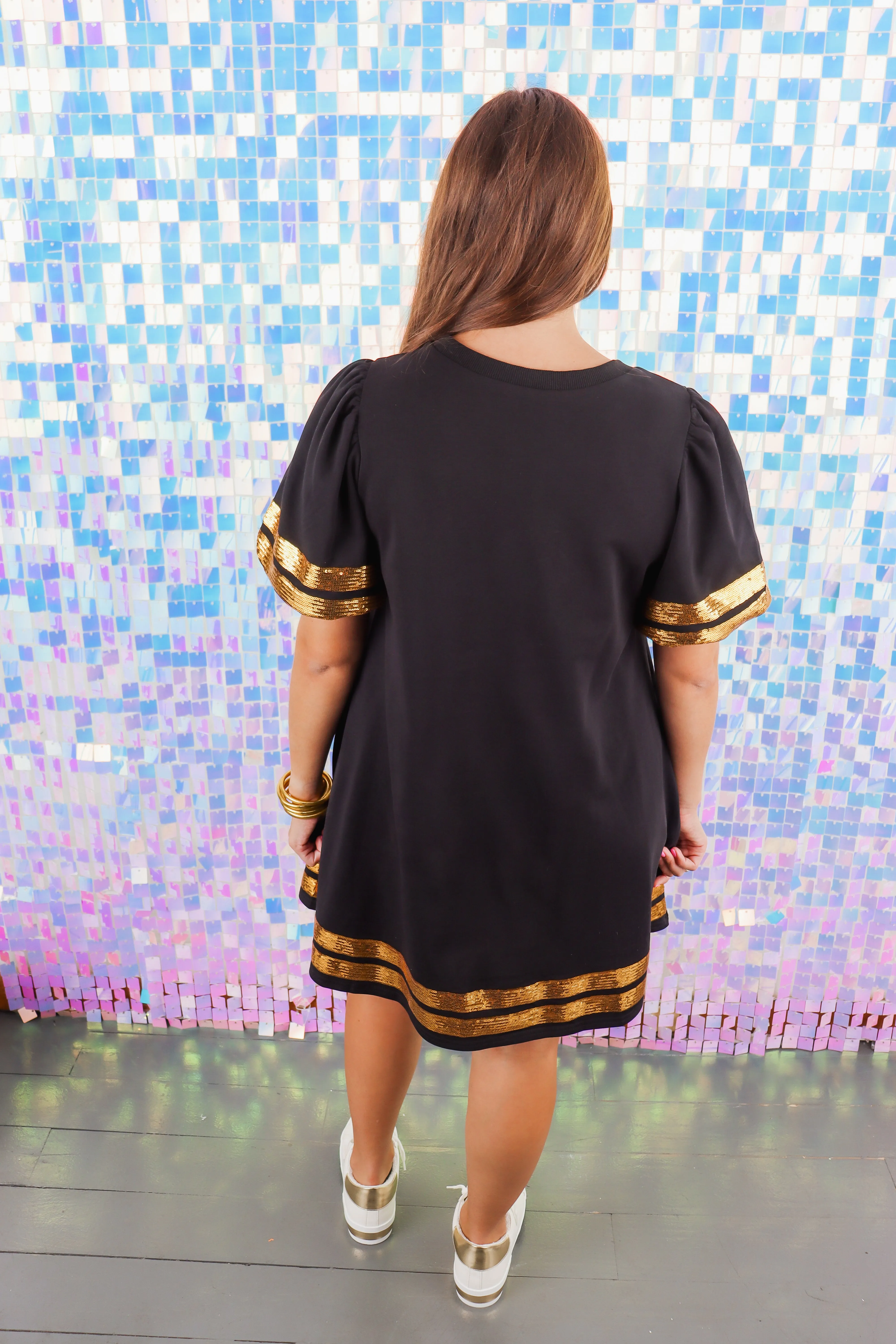 Sequins Football Short Puff Sleeve Mini Dress