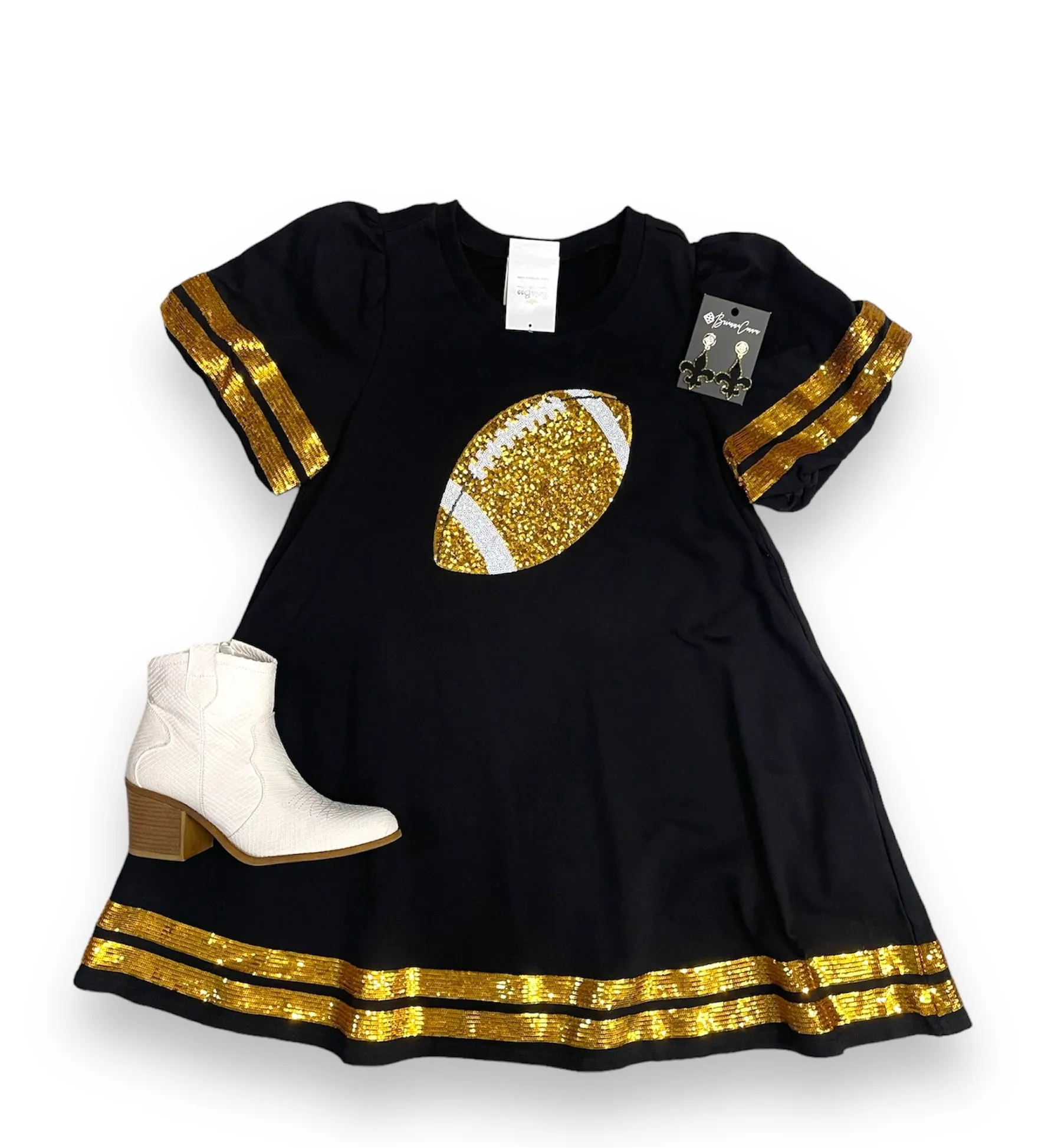 Sequins Football Short Puff Sleeve Mini Dress