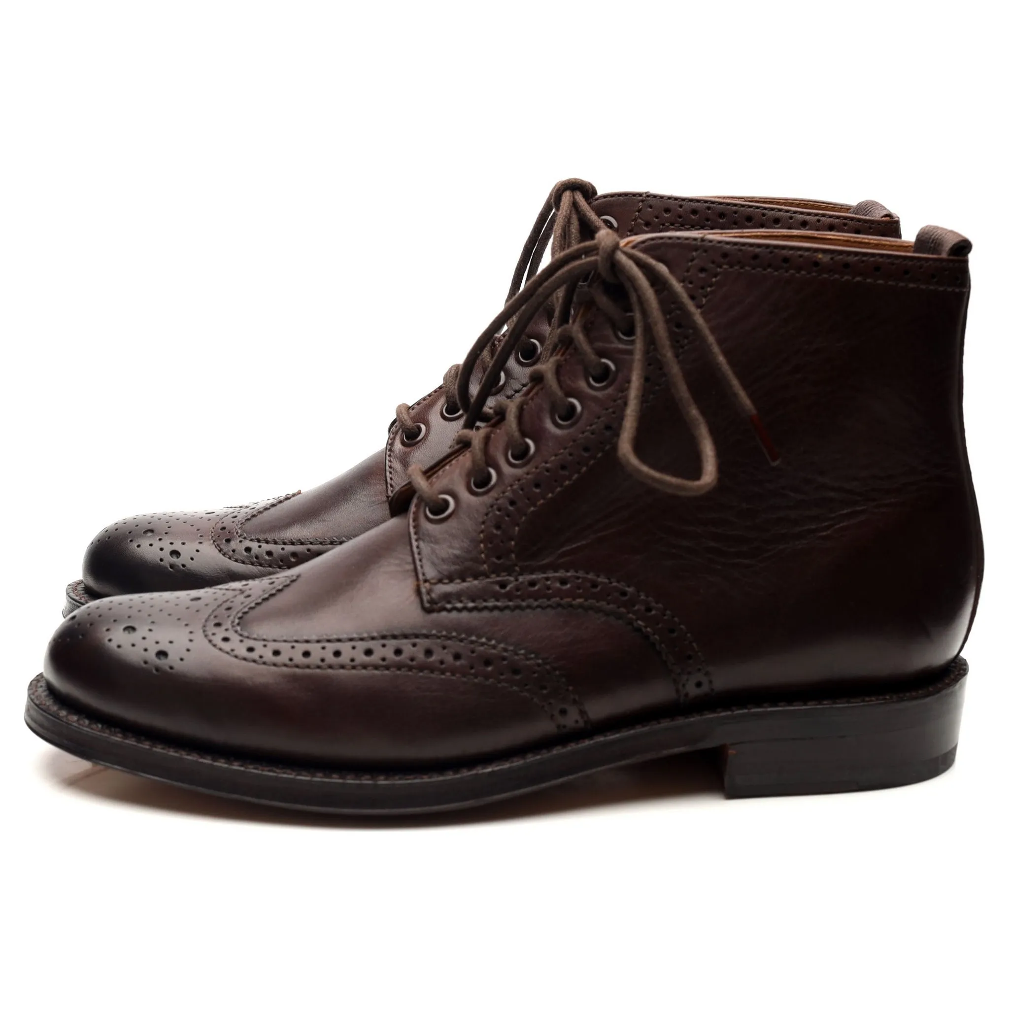 'Sharp' Dark Brown Leather Brogues Boots UK 7.5 G