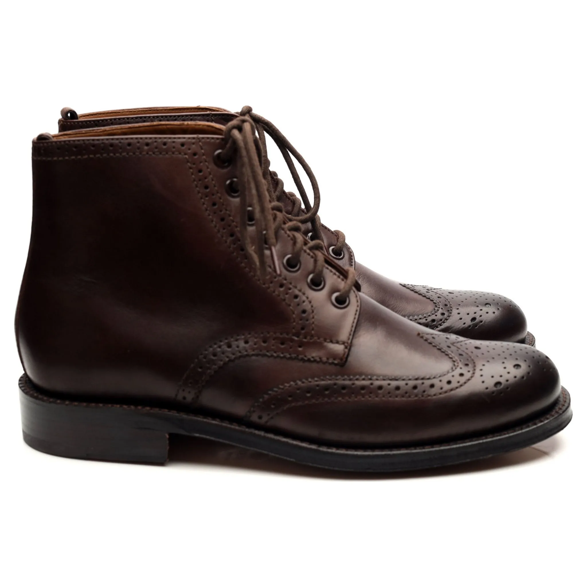'Sharp' Dark Brown Leather Brogues Boots UK 7.5 G