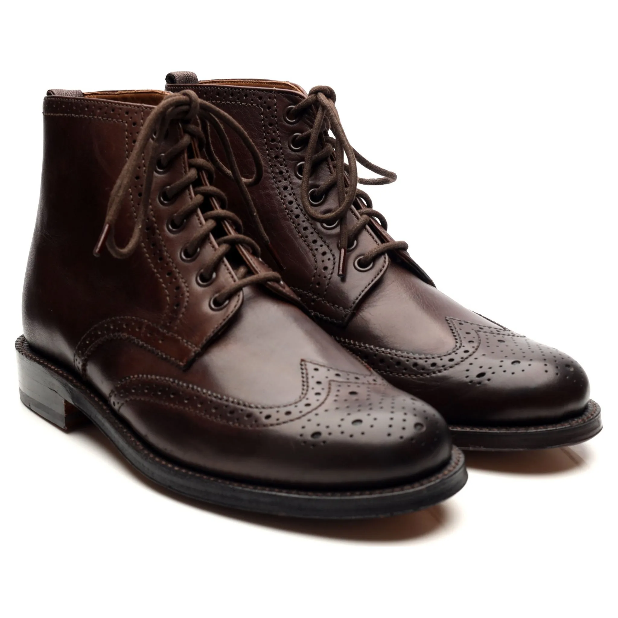 'Sharp' Dark Brown Leather Brogues Boots UK 7.5 G