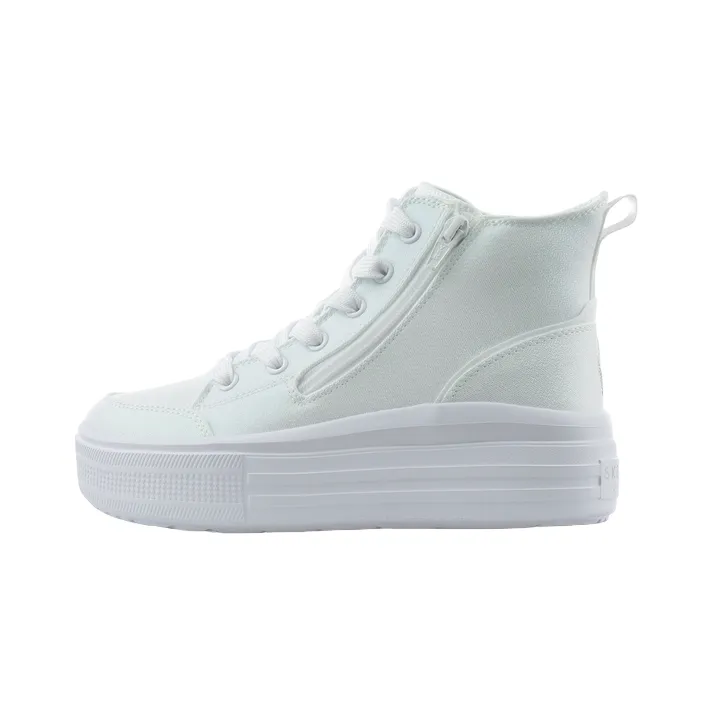 Skechers scarpa sneakers da ragazza alta con cerniera Hyperlift 310253L/WHT bianco