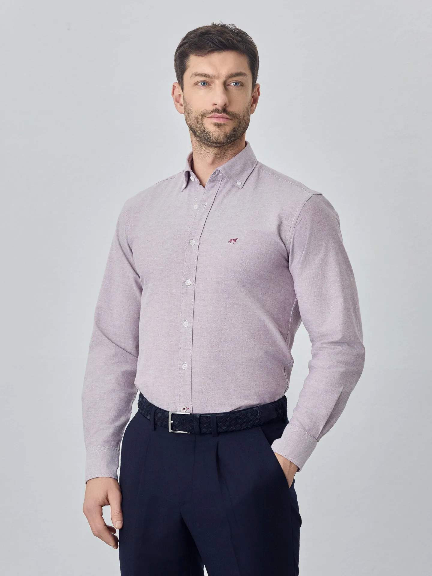 Slim fit 100I cotton plain oxford shirt