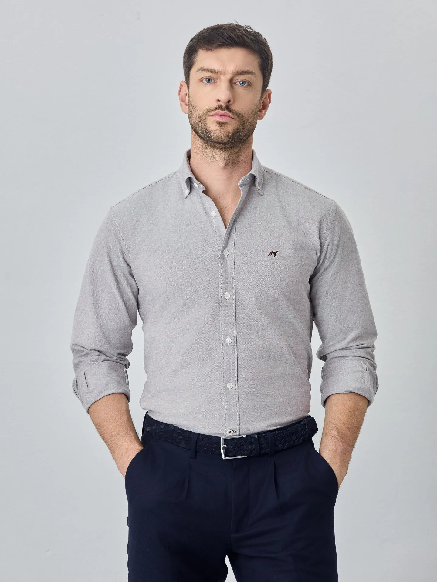 Slim fit 100I cotton plain oxford shirt