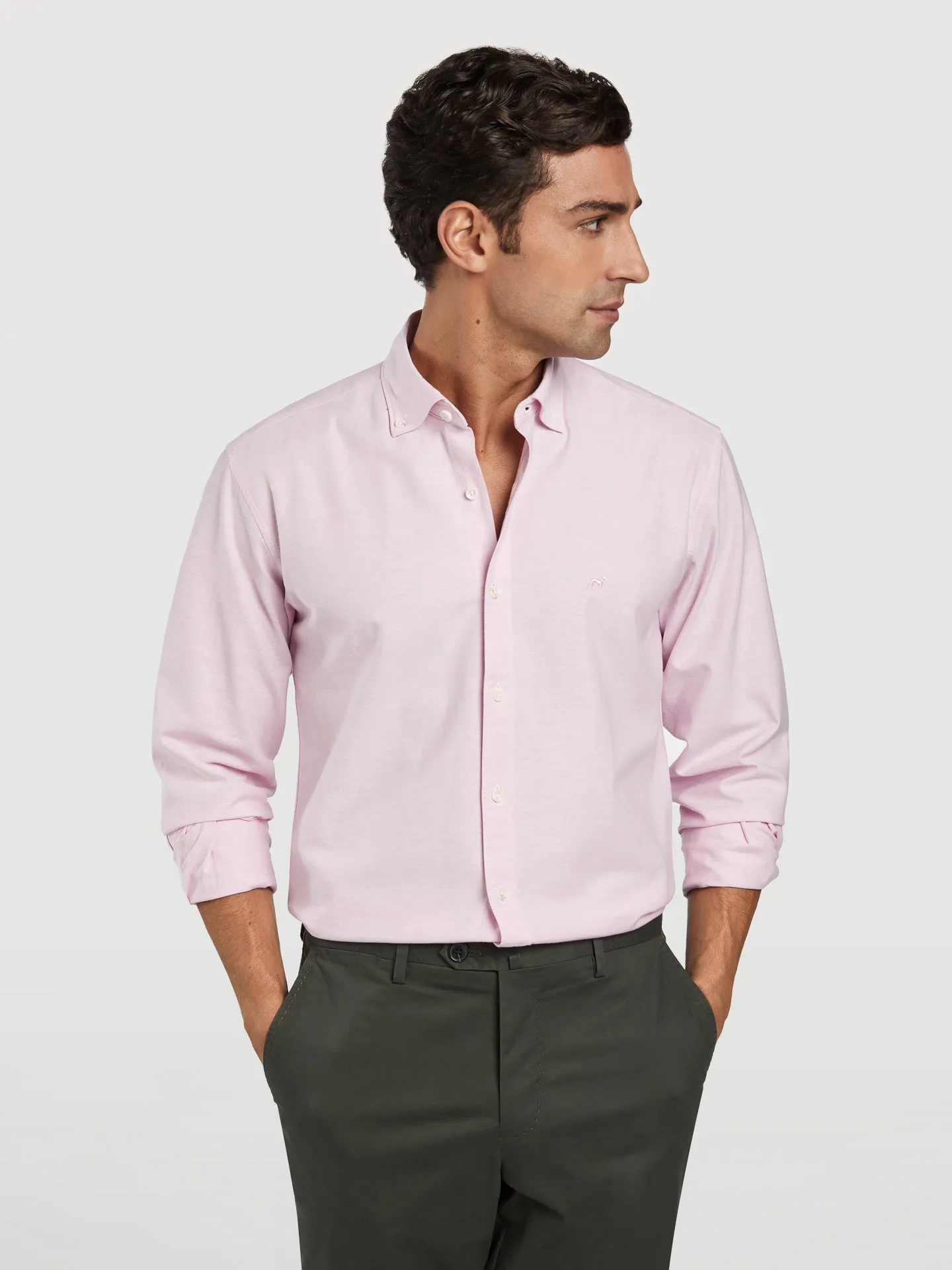 Slim fit 100I cotton plain oxford shirt