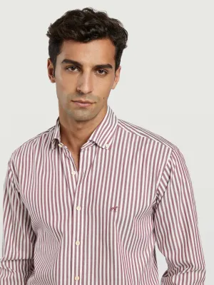 Slim fit 100�I cotton striped oxford shirt