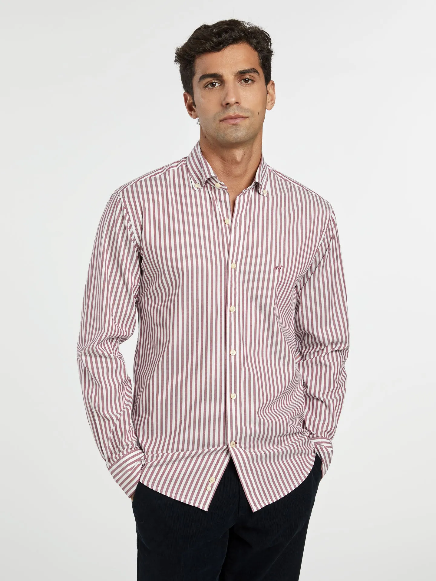 Slim fit 100I cotton striped oxford shirt
