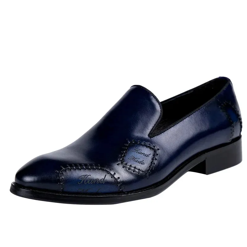 Sohiwoo Men leather shoes business dress suit shoes men brand Bullock genuine leather black slipon  wedding mens shoes Phenkang