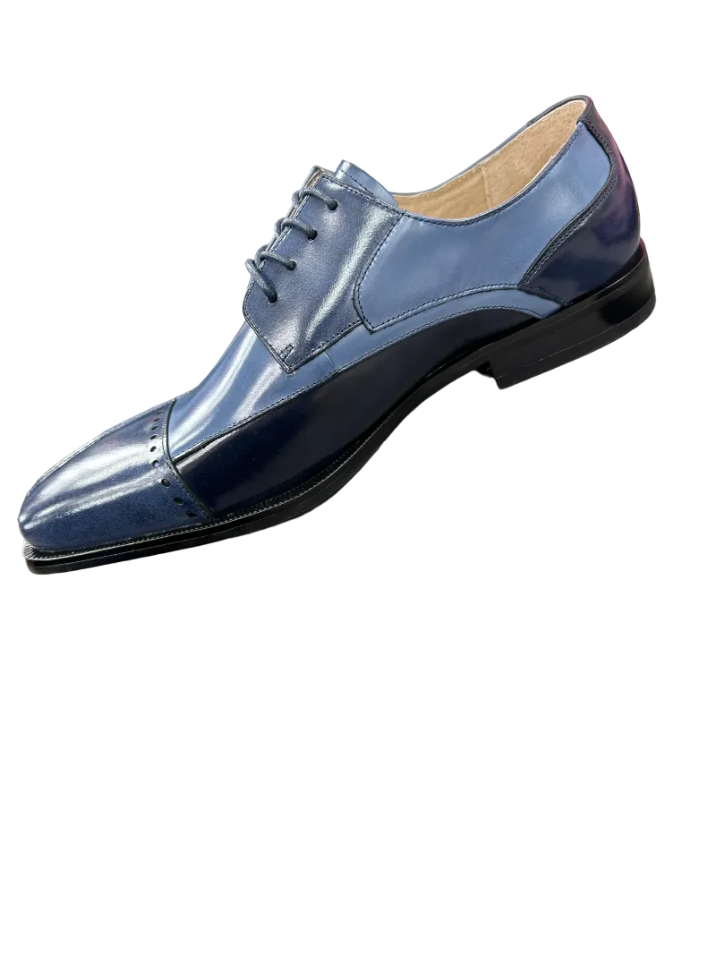 Stacy Adams Plaza Men's Multi Color Navy Blue Lace-Up Dress Shoes Oxford Cap Toe