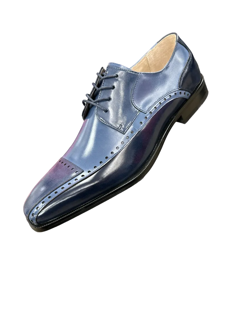 Stacy Adams Plaza Men's Multi Color Navy Blue Lace-Up Dress Shoes Oxford Cap Toe