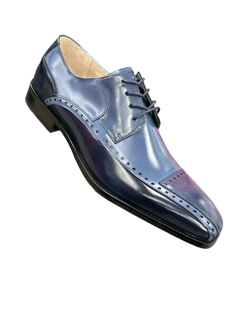 Stacy Adams Plaza Men's Multi Color Navy Blue Lace-Up Dress Shoes Oxford Cap Toe