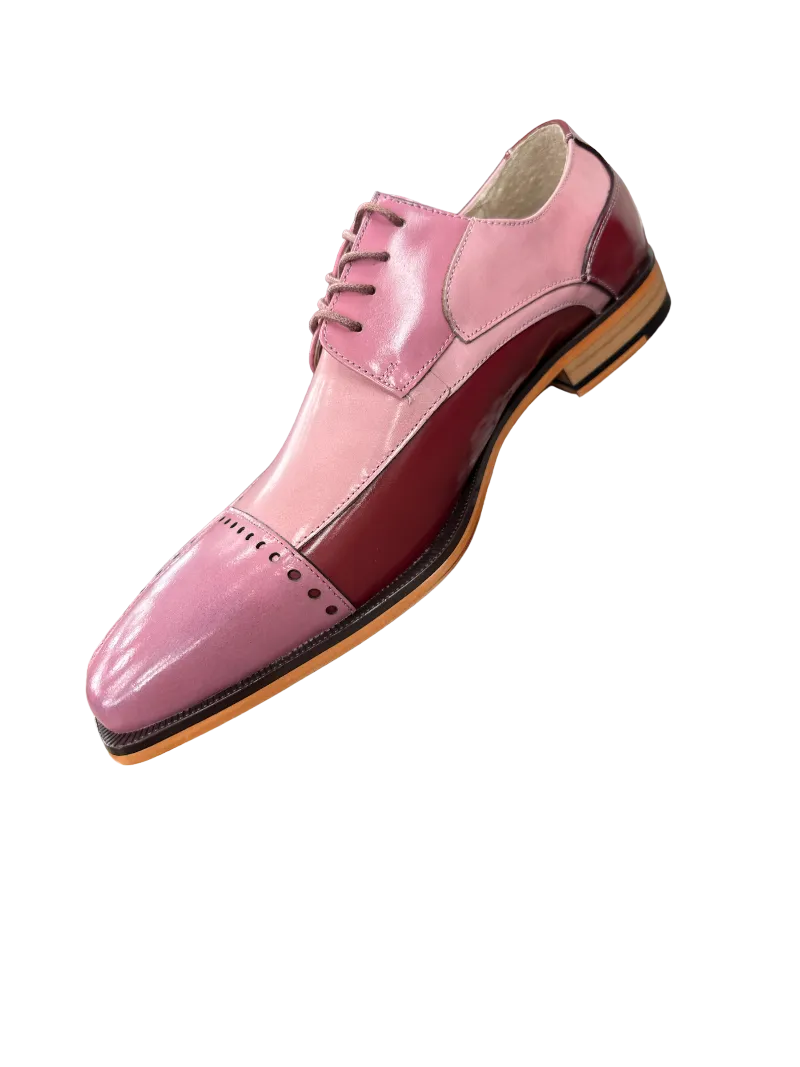 Stacy Adams Plaza Men's Multi Color Pink Lace-Up Dress Shoes Oxford Fashion Design