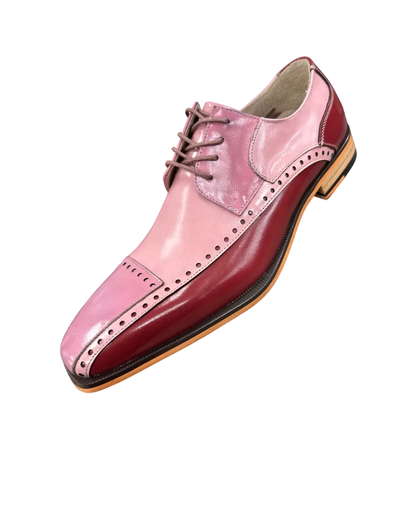 Stacy Adams Plaza Men's Multi Color Pink Lace-Up Dress Shoes Oxford Fashion Design