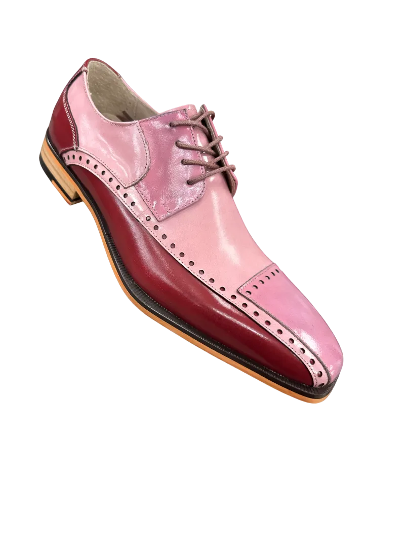 Stacy Adams Plaza Men's Multi Color Pink Lace-Up Dress Shoes Oxford Fashion Design