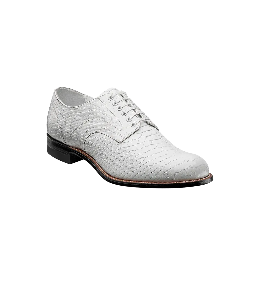 Stacy Adams White Madison Anaconda Plain Toe Oxford Men's shoe