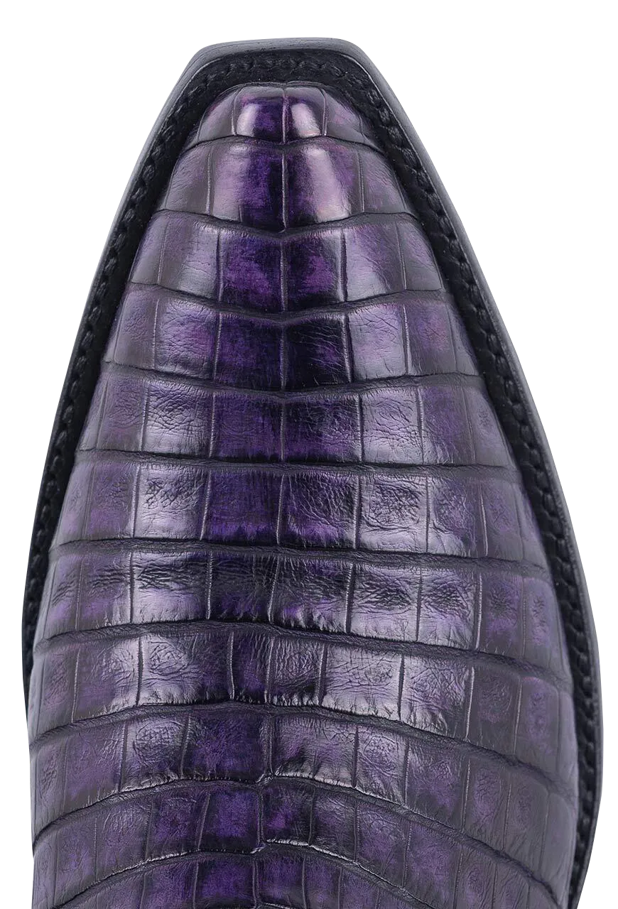 Stallion Caiman & Italian Calf Gallegos Cowgirl Boots - Purple