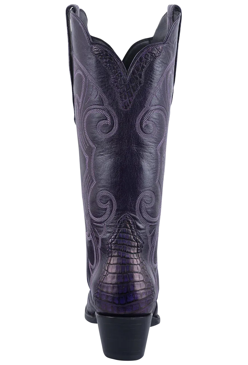 Stallion Caiman & Italian Calf Gallegos Cowgirl Boots - Purple