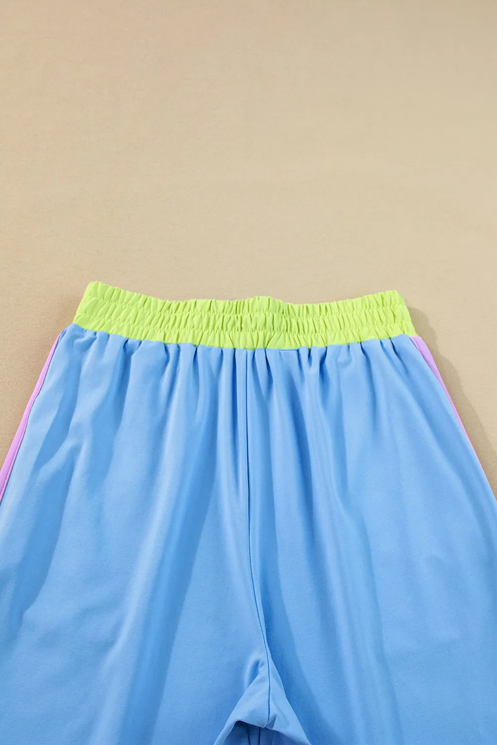 Strawberry Pink Colorblock Cap Sleeve Tee and Wide Leg Pants Set