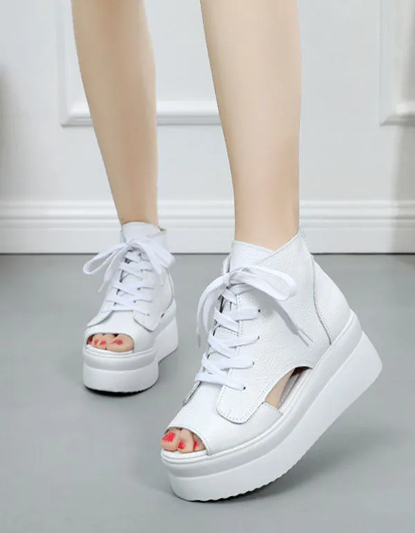 Summer Lace-up Fish Toe Platform Sandals
