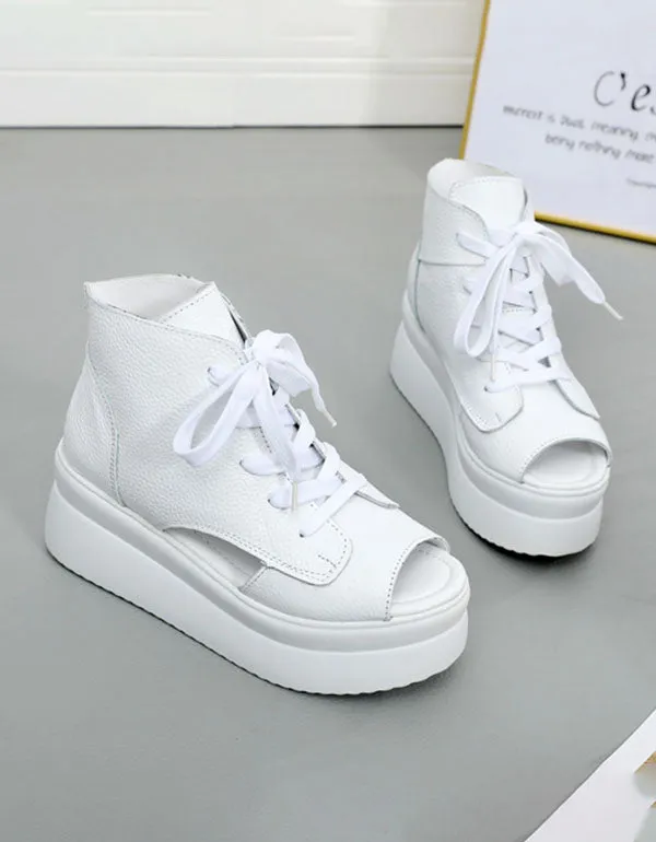 Summer Lace-up Fish Toe Platform Sandals