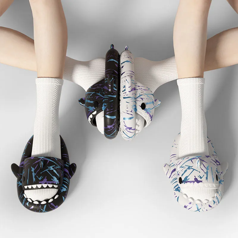 The Cyberpunk Cloud Shark Slides Unisex Shark Slippers