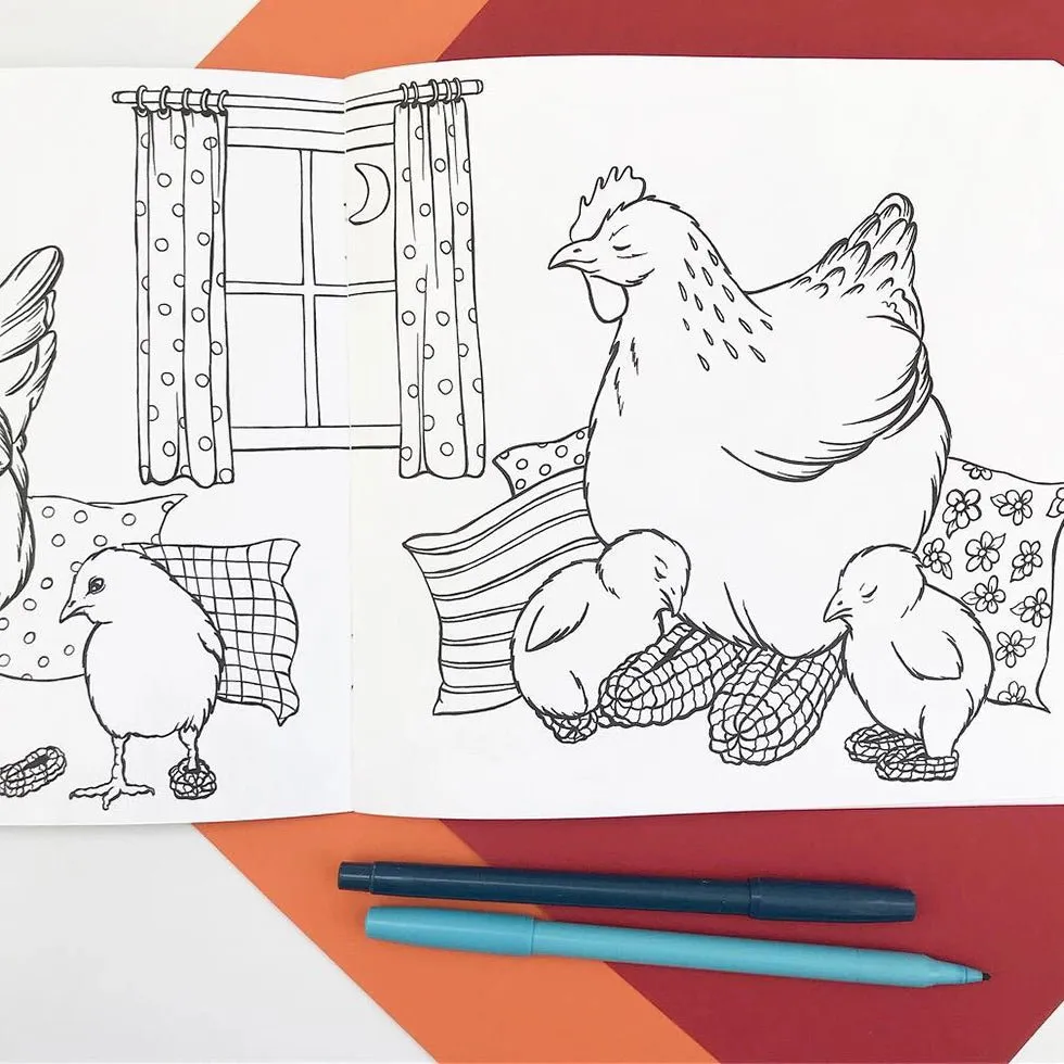 The Fashionable Hens Coloring Book