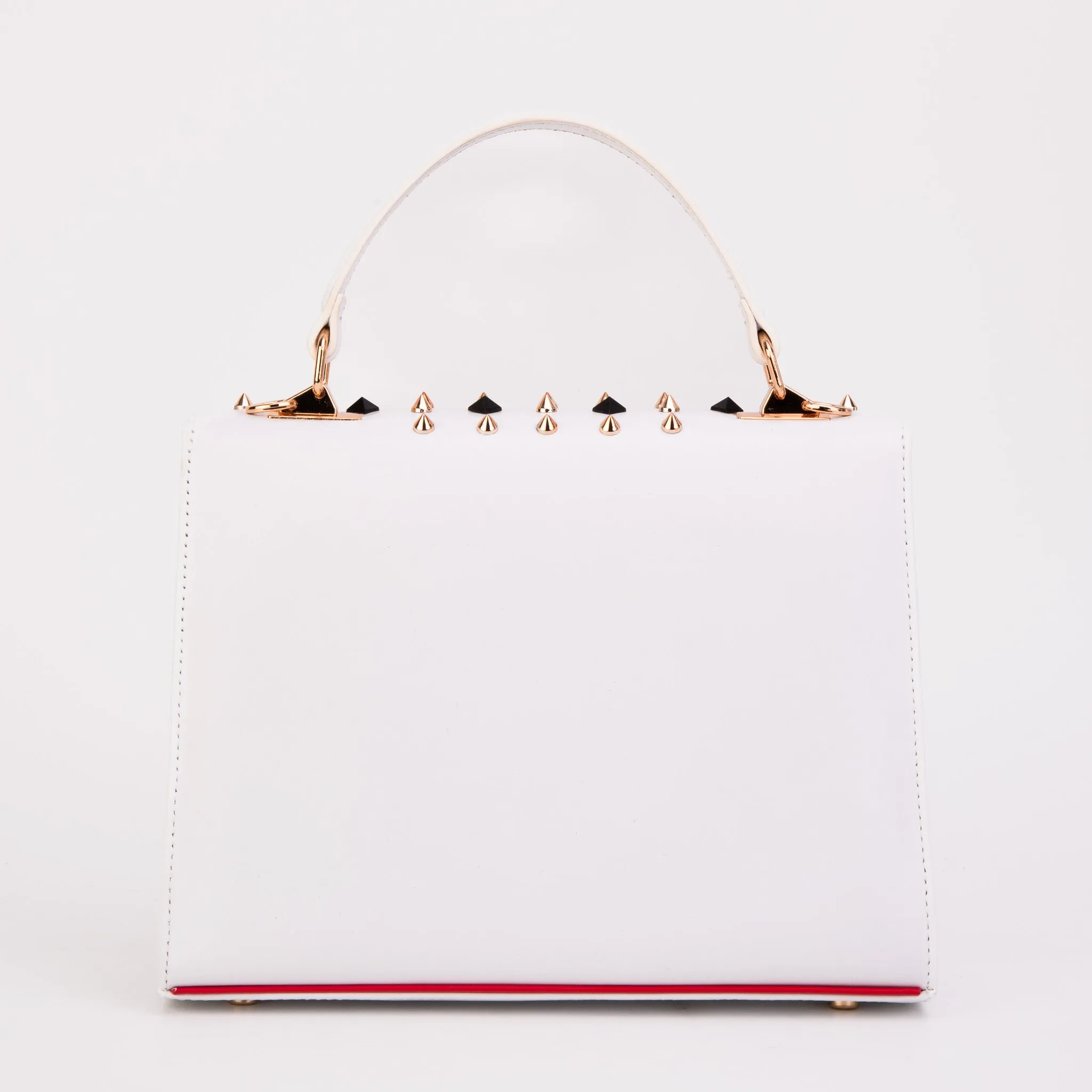 The Infanta White Spike Leather Handbag