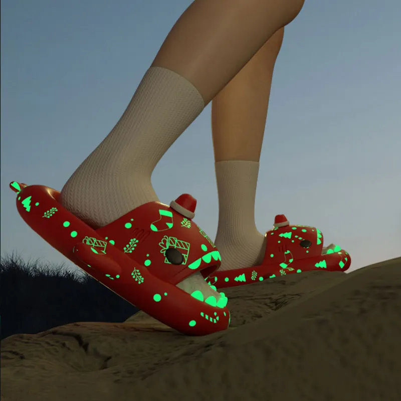 The Luminous Unisex Sizing Slippers Christmas Charms Shark Sandals