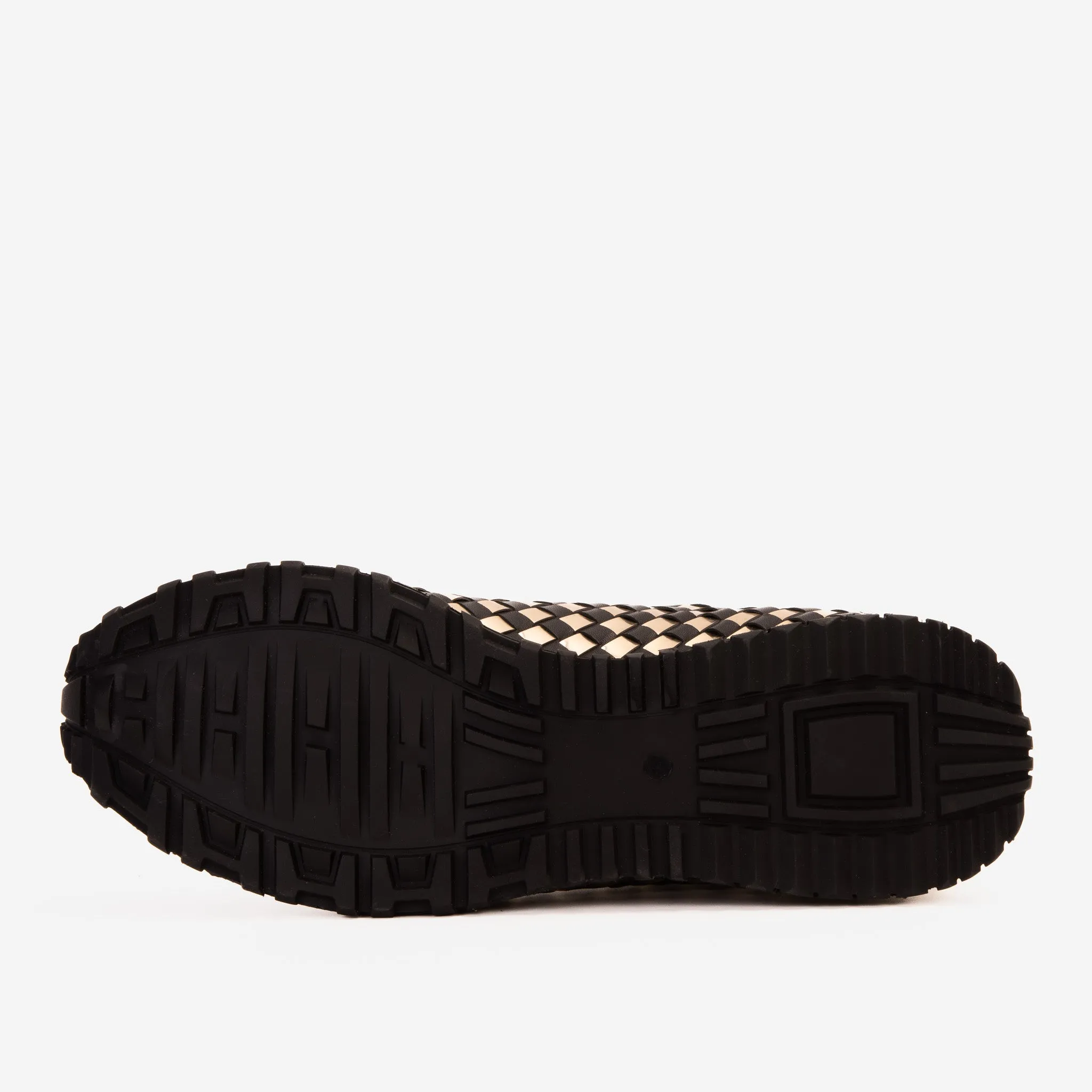 The Mackenzie Black & Gold Woven Leather Men Sneaker