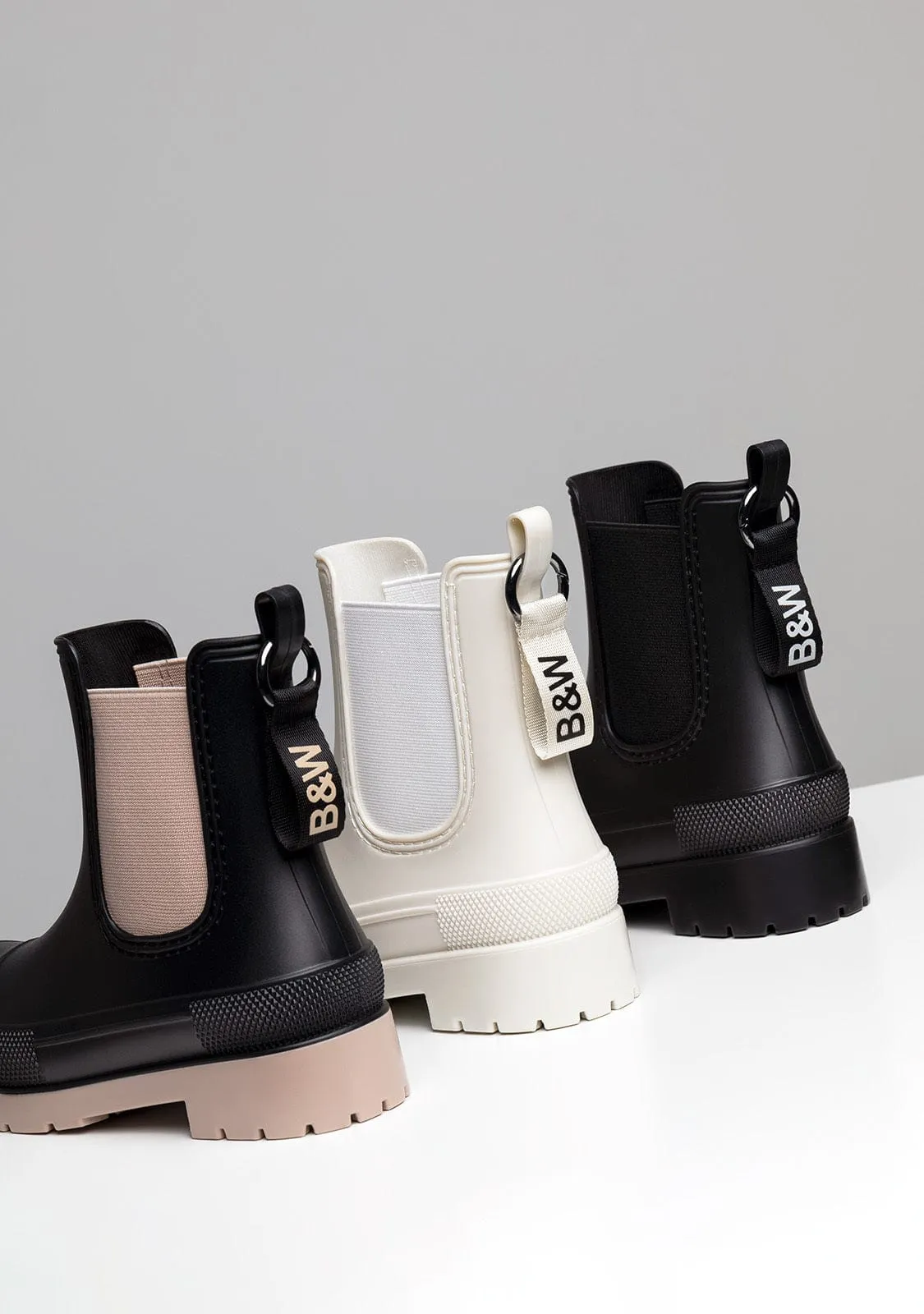 Unisex Beige Rain Boots B&W