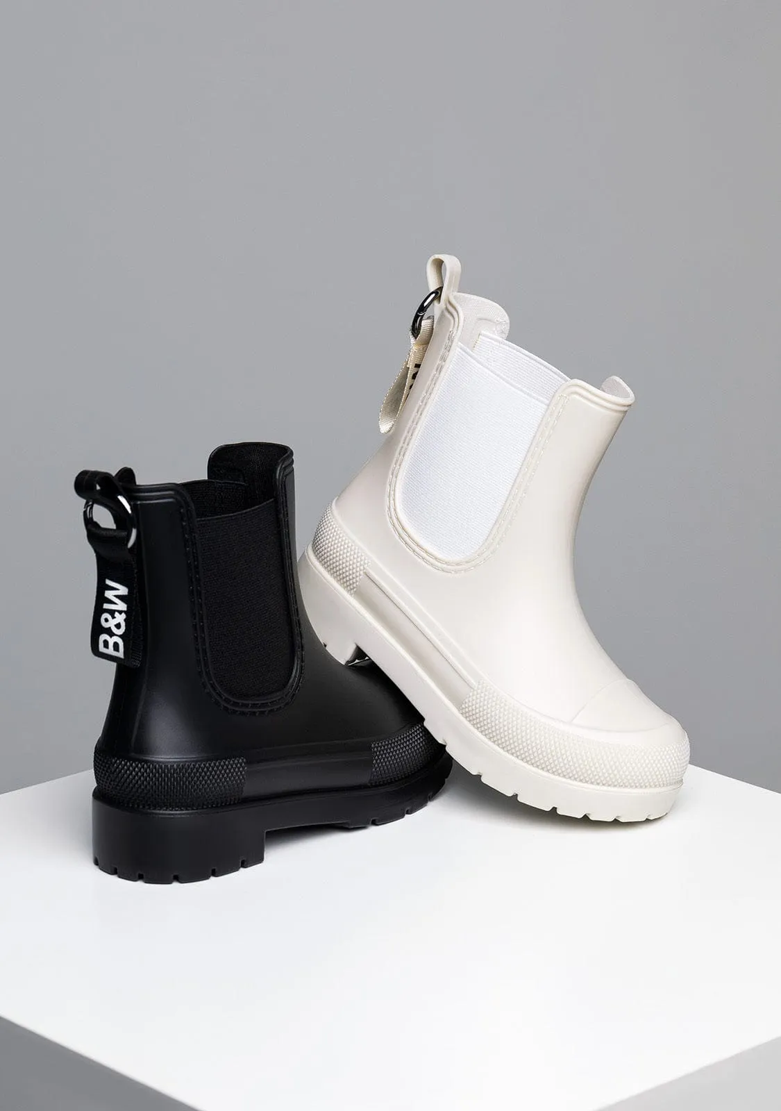 Unisex Beige Rain Boots B&W