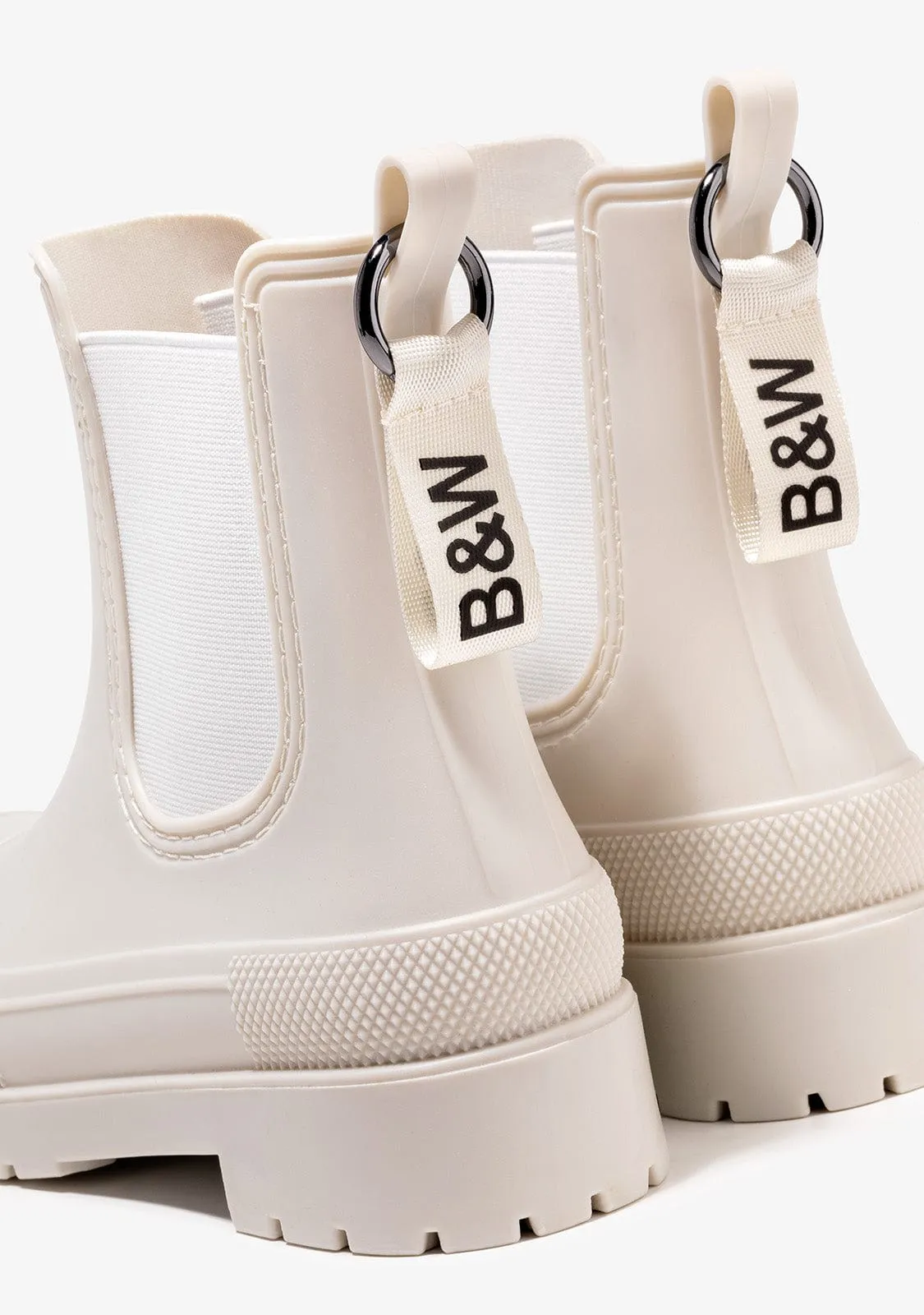 Unisex Beige Rain Boots B&W