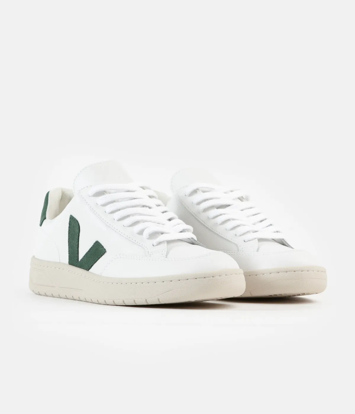 Veja V-12 Leather Shoes - Extra White / Cyprus