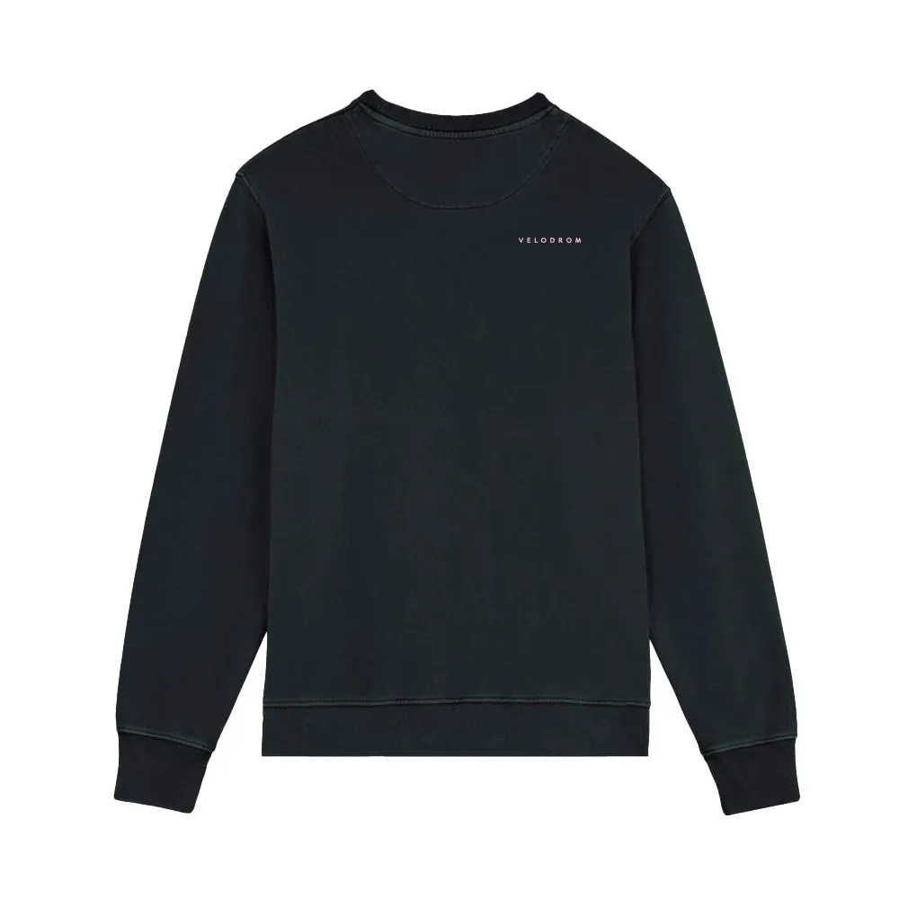 VELODROM Vintage Graphic Sweatshirt - Black/Bright Pink-Blue