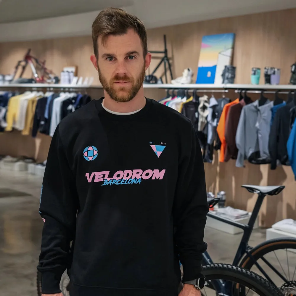 VELODROM Vintage Graphic Sweatshirt - Black/Bright Pink-Blue