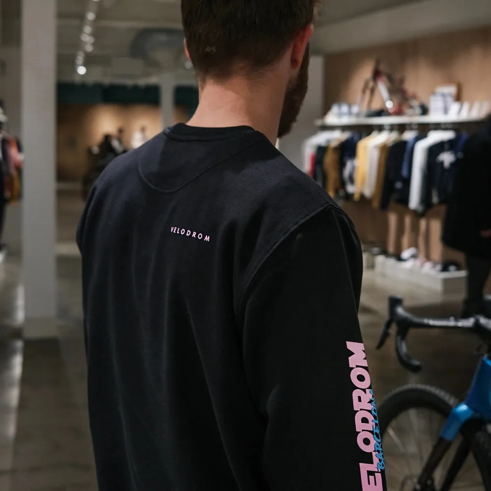 VELODROM Vintage Graphic Sweatshirt - Black/Bright Pink-Blue