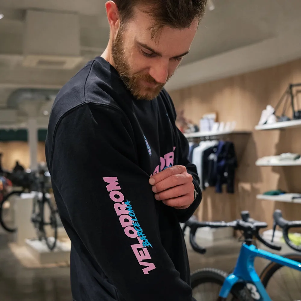 VELODROM Vintage Graphic Sweatshirt - Black/Bright Pink-Blue