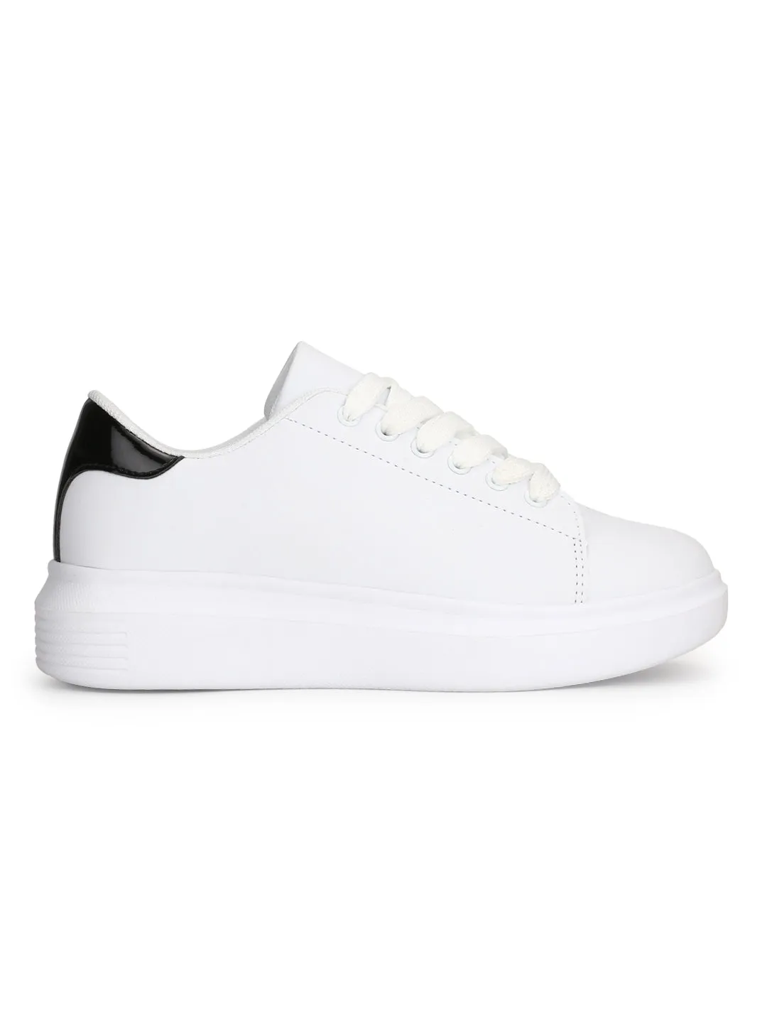 White Black Lace-up Platform Sneakers