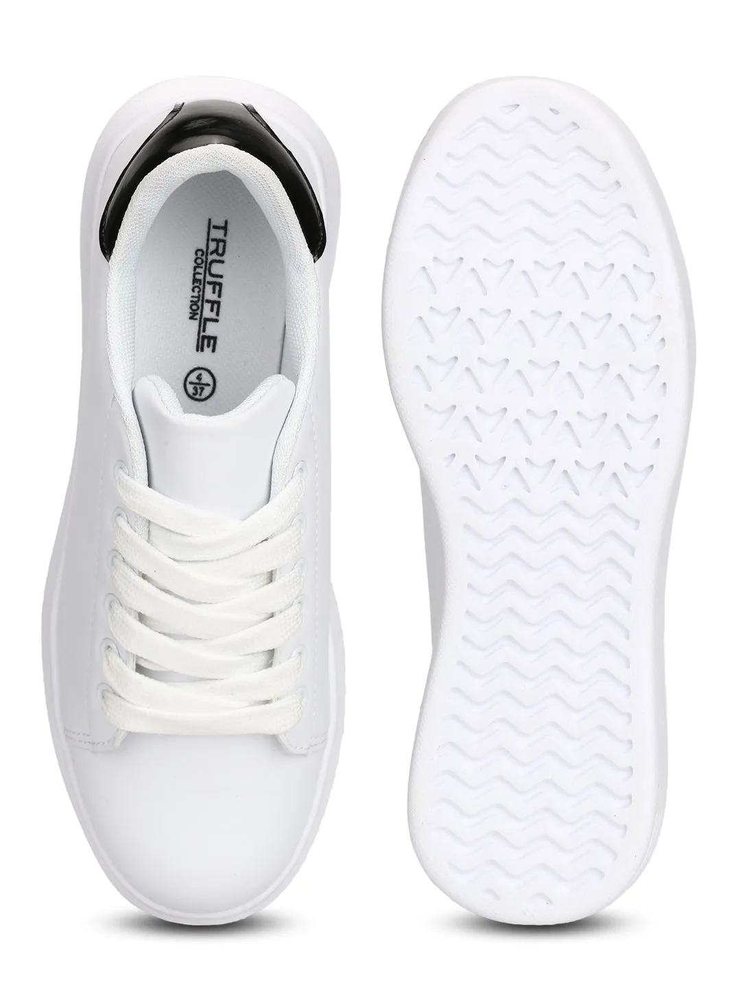 White Black Lace-up Platform Sneakers