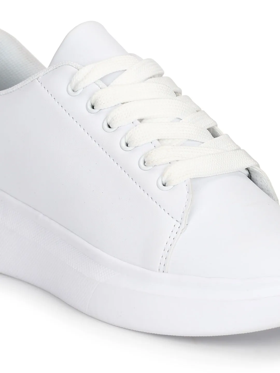 White Black Lace-up Platform Sneakers