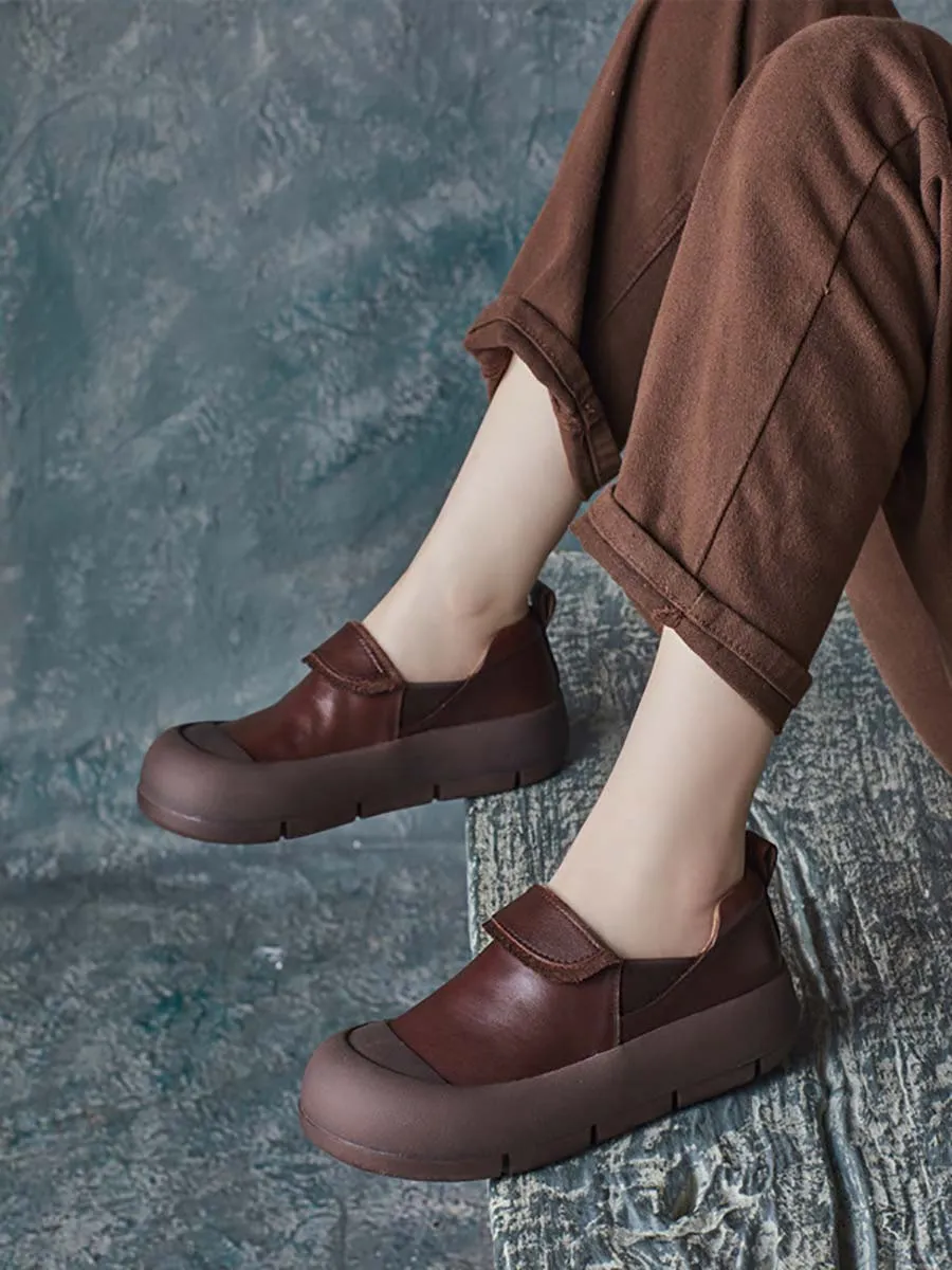 Women Autumn Stylish Genuine Leather Platform Shoes AT1069