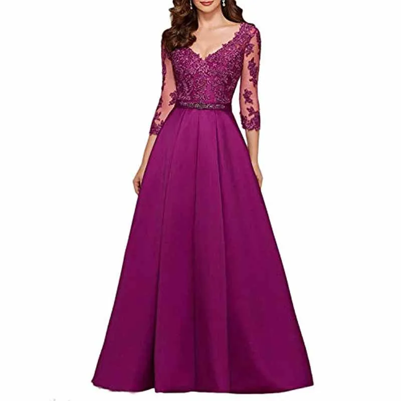 Women's A-Line Floral Lace Bridesmaid Dress Prom Party Dress